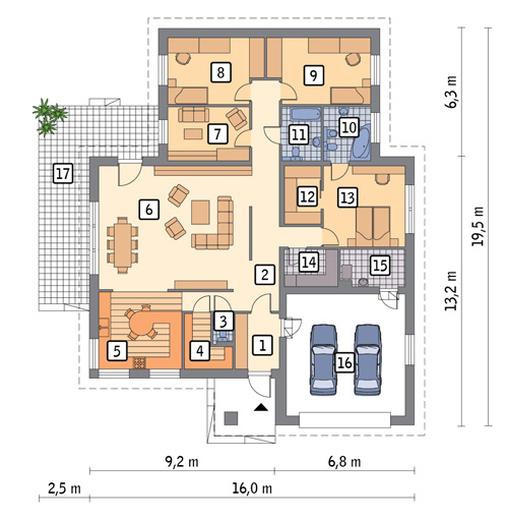 Komfortowy - wariant III  (z wentylacją mechaniczną i rekuperacją)