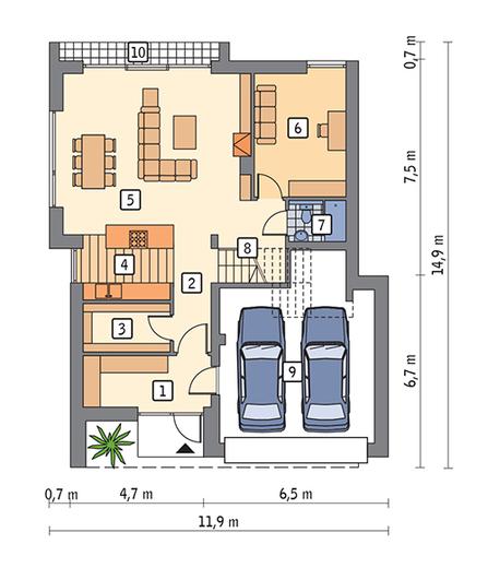 Efektywny - wariant I (z wentylacją mechaniczną i rekuperacją)