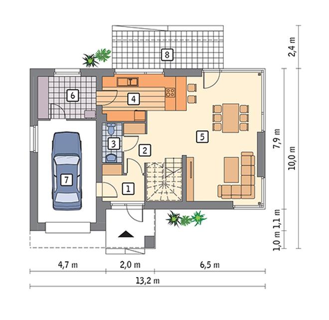 Oznaczony - wariant II (z wentylacją mechaniczną i rekuperacją)