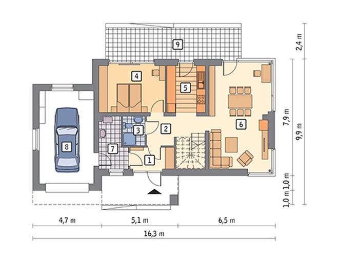 Oznaczony - wariant III (z wentylacją mechaniczną i rekuperacją)