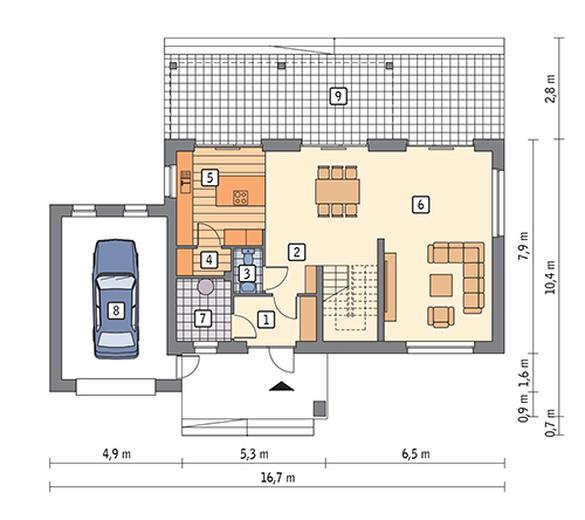 Przeznaczony - wariant I (z wentylacją mechaniczną i rekuperacją)
