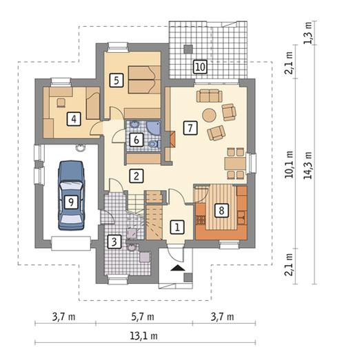 Niewielki - wariant II (z wentylacją mechaniczną i rekuperacją)