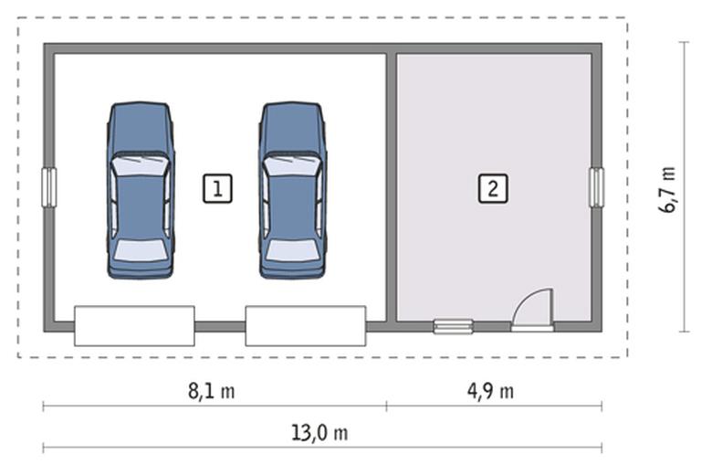 Garaż z pomieszczeniem gospodarczym G12b