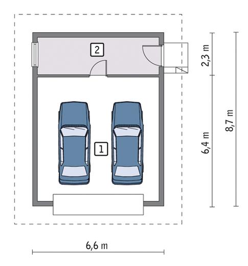 Garaż z pomieszczeniem gospodarczym G14a