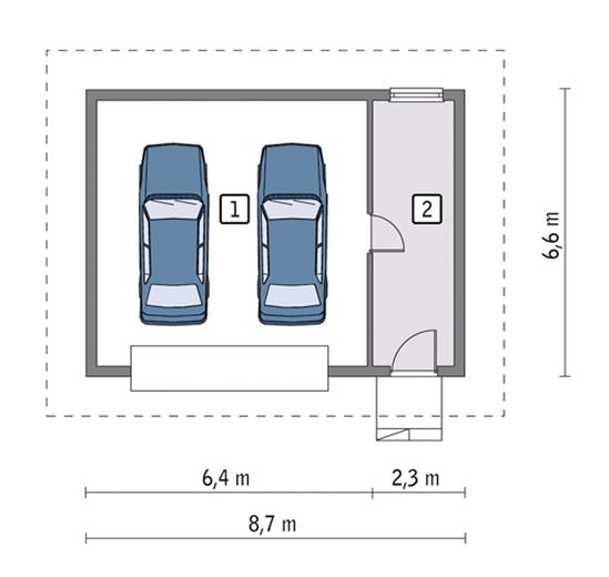 Garaż z pomieszczeniem gospodarczym G14b