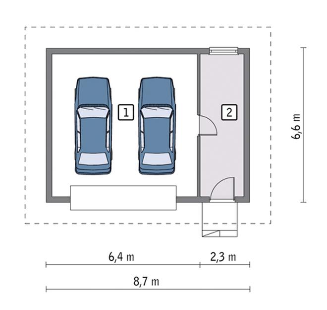 Garaż z pomieszczeniem gospodarczym G14b