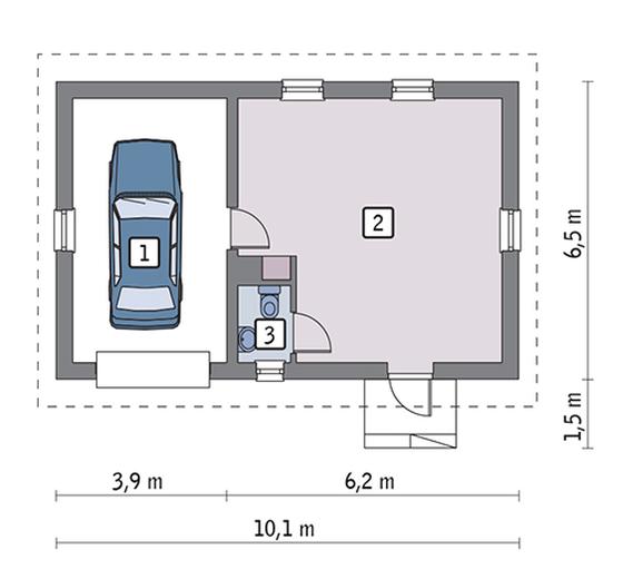 Garaż z pomieszczeniem gospodarczym G16