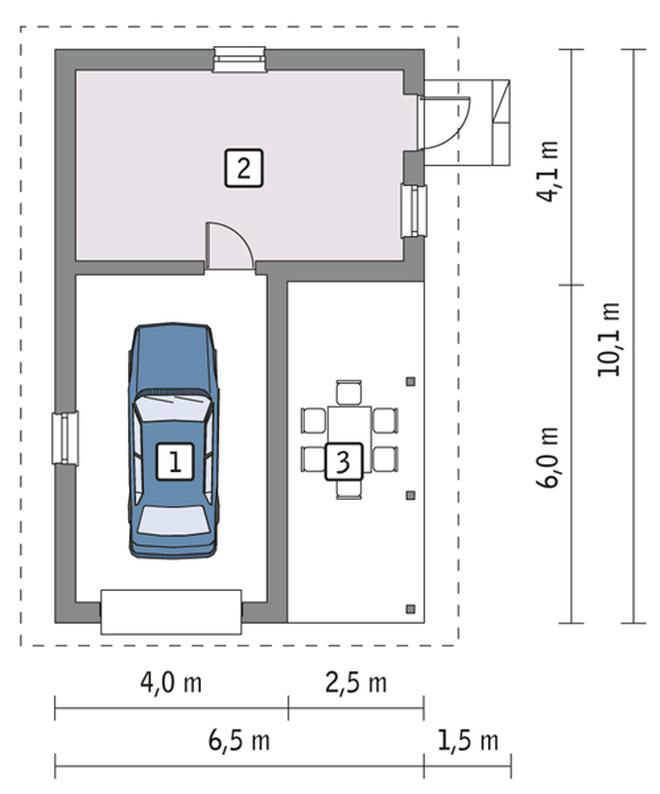 Garaż z pomieszczeniem gospodarczym i wiatą rekreacyjną G17