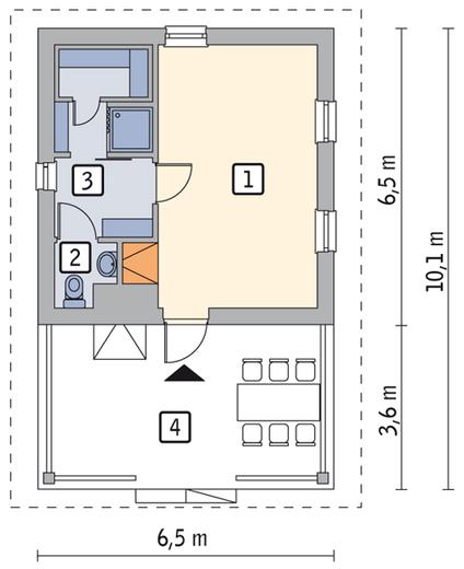 Budynek gospodarczy z sauną i wiatą rekreacyjną G22