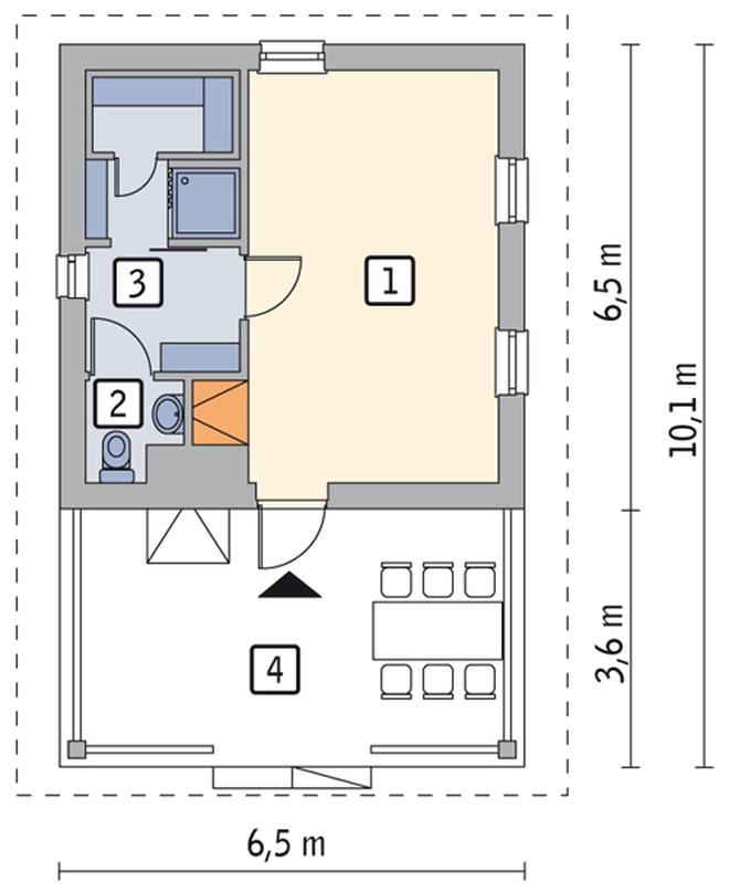 Budynek gospodarczy z sauną i wiatą rekreacyjną G22