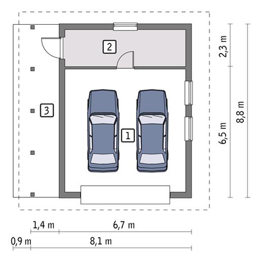 Garaż z pomieszczeniem gospodarczym G25