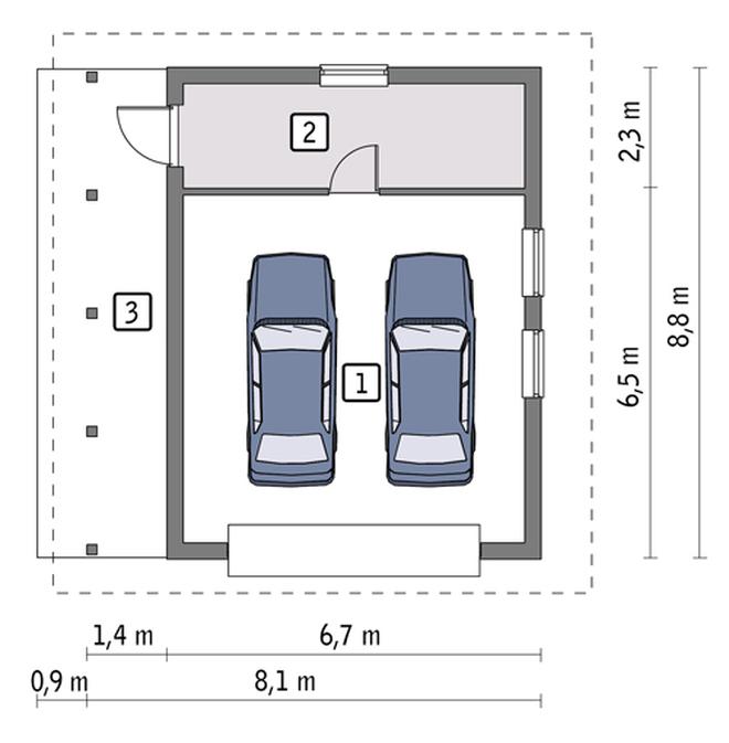 Garaż z pomieszczeniem gospodarczym G25