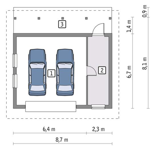 Garaż z pomieszczeniem gospodarczym G25a