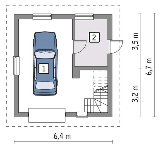 Garaż z poddaszem i pomieszczeniem gospodarczym G27a