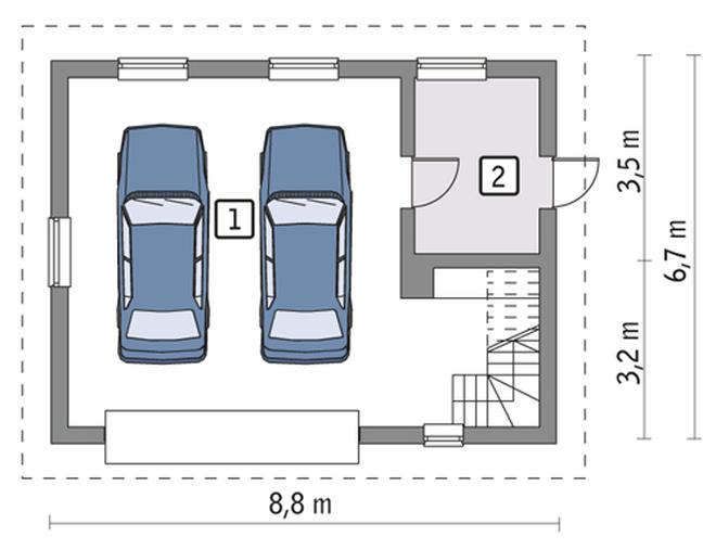 Garaż z poddaszem i pomieszczeniem gospodarczym G27b