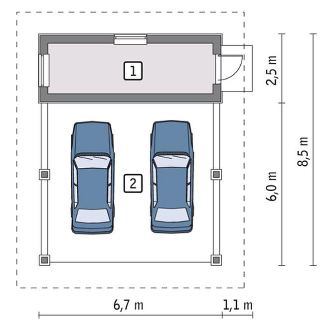 Wiata garażowa z pomieszczeniem gospodarczym G29