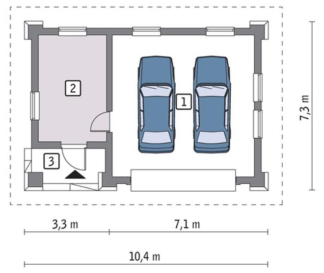 Garaż z pomieszczeniem gospodarczym G34