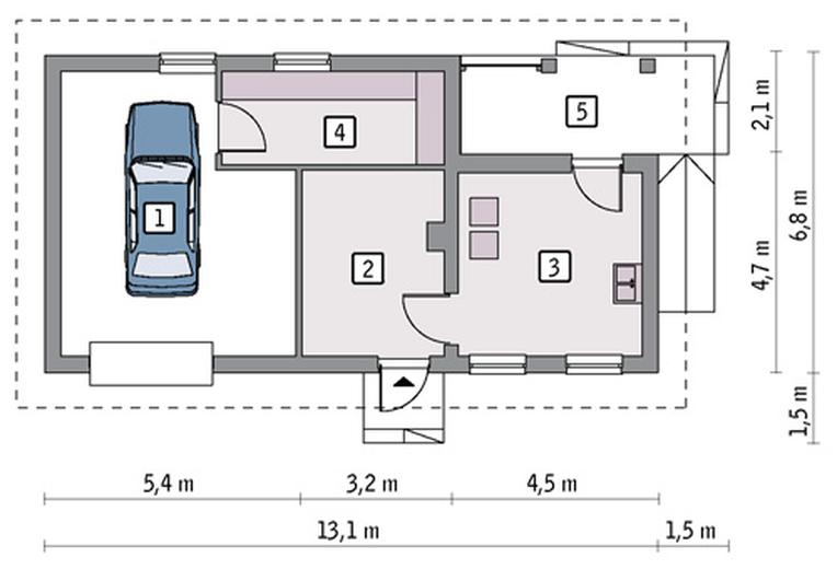 Garaż z pomieszczeniem gospodarczym i kotłownią G35d