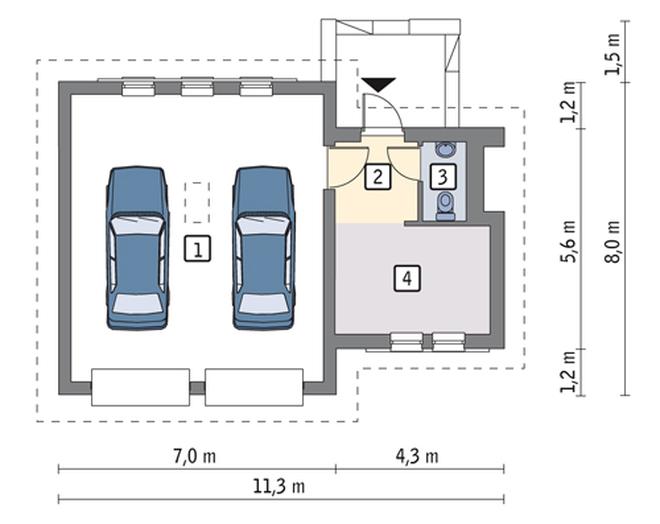 Garaż z pomieszczeniem gospodarczym i schowkiem G36a