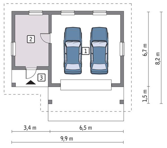 Garaż z pomieszczeniem gospodarczym G38a