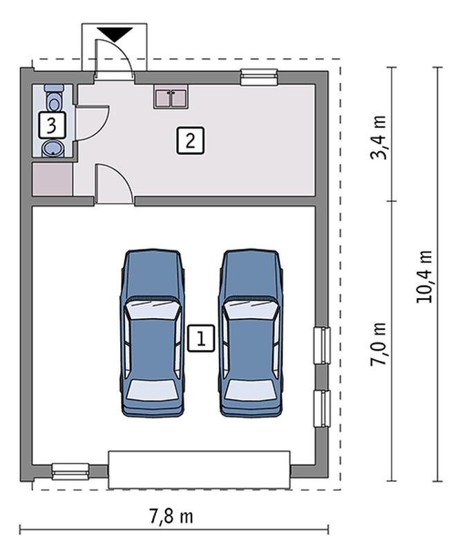 Garaż z pomieszczeniem gospodarczym G39