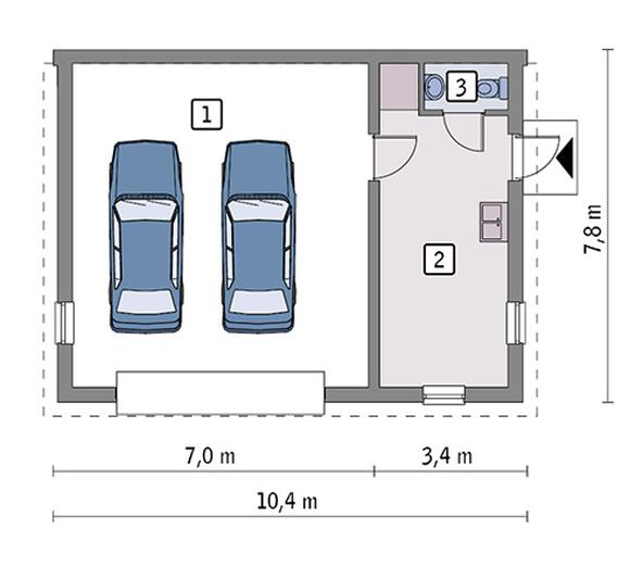 Garaż z pomieszczeniem gospodarczym G39a