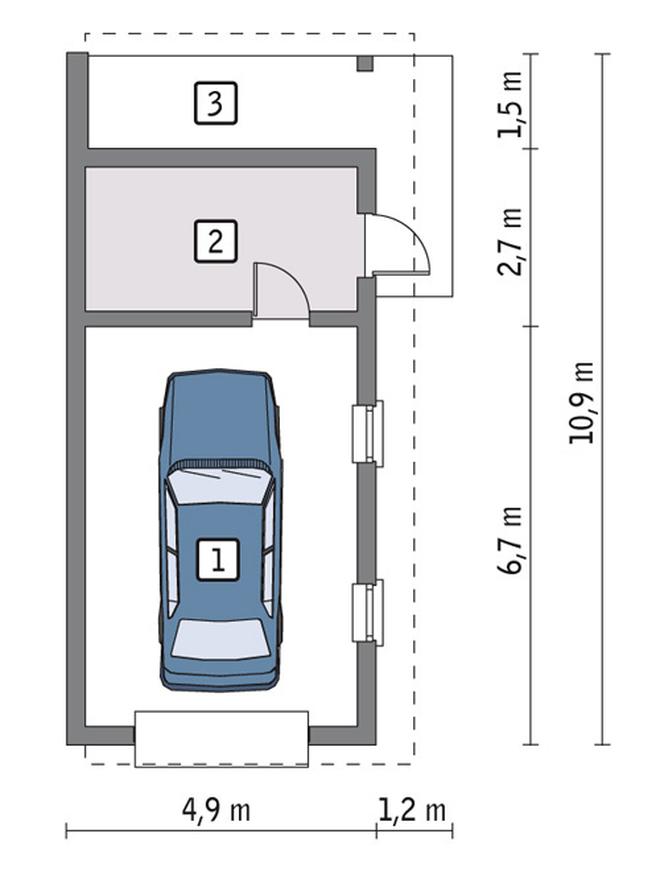 Garaż z pomieszczeniem gospodarczym G41