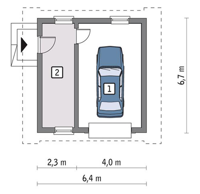Garaż z pomieszczeniem gospodarczym G43