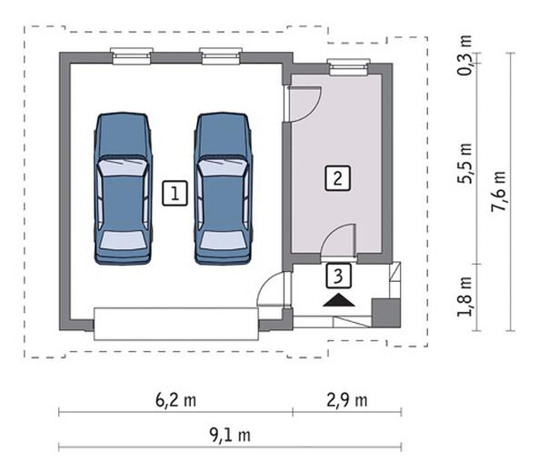 Garaż z pomieszczeniem gospodarczym G43a