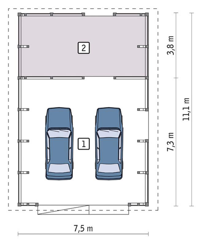 Wiata garażowa z pomieszczeniem gospodarczym G45S