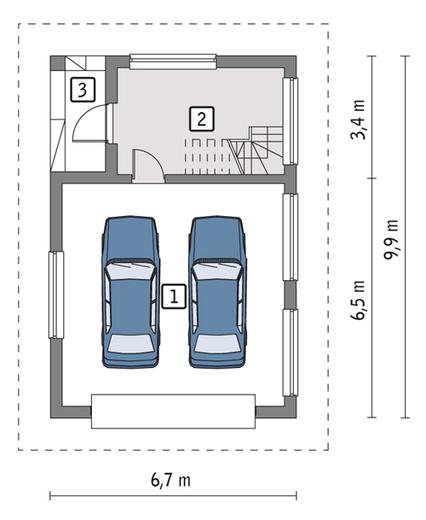 Garaż z poddaszem i pomieszczeniem gospodarczym G48