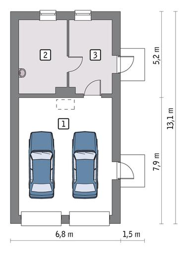 Garaż z pomieszczeniem gospodarczym i schowkiem G49