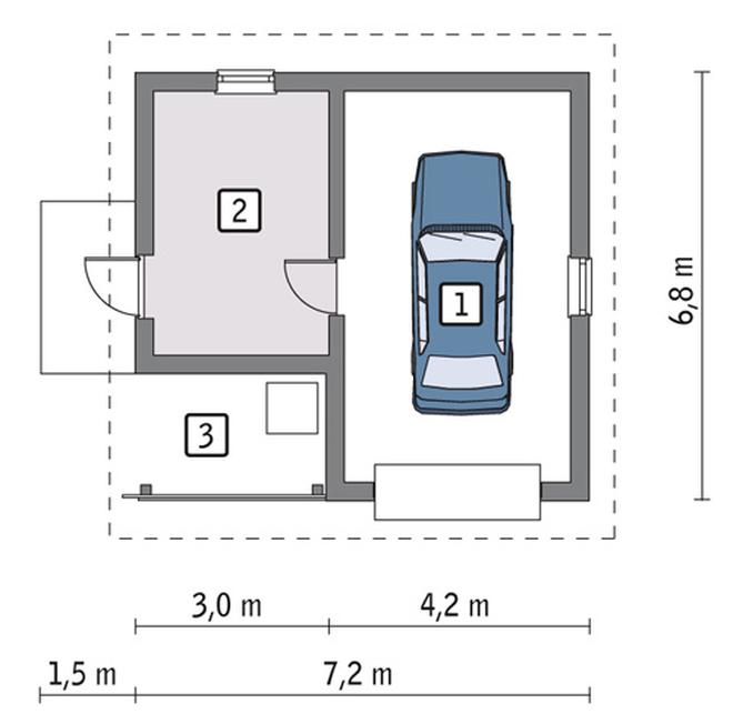 Garaż z pomieszczeniem gospodarczym G57