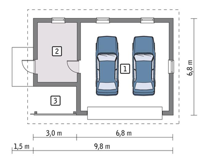 Garaż z pomieszczeniem gospodarczym G57b