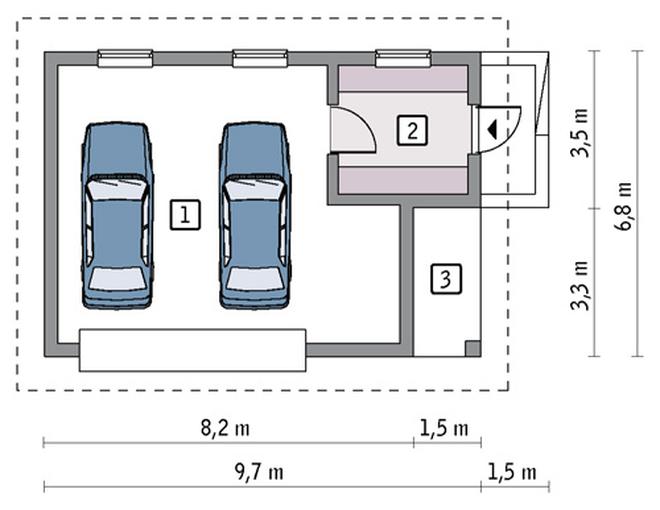 Garaż z pomieszczeniem gospodarczym G59