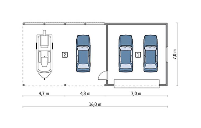 Garaż z wiatą garażową G61