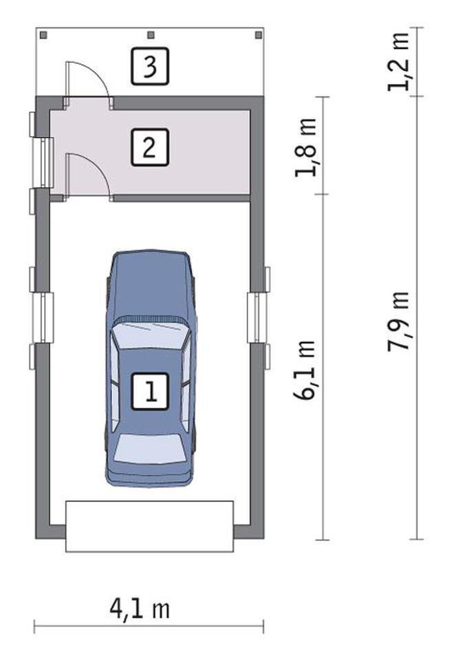 Garaż z pomieszczeniem gospodarczym GC01