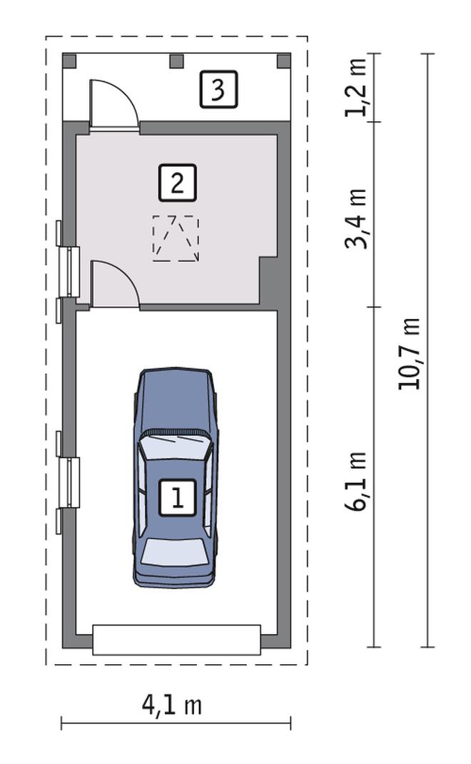 Garaż z pomieszczeniem gospodarczym GC01a