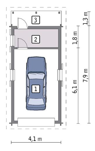 Garaż z pomieszczeniem gospodarczym GC01S