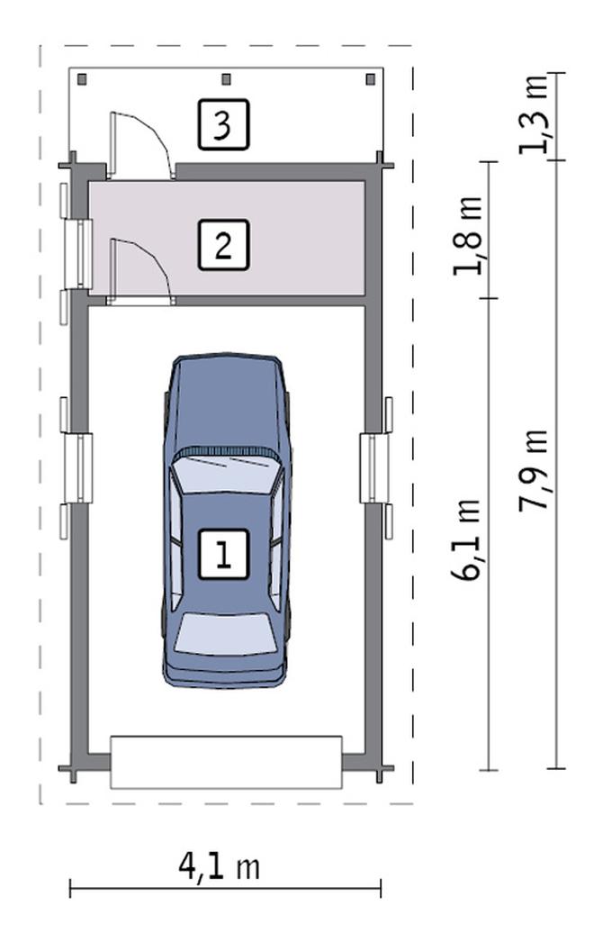 Garaż z pomieszczeniem gospodarczym GC01S