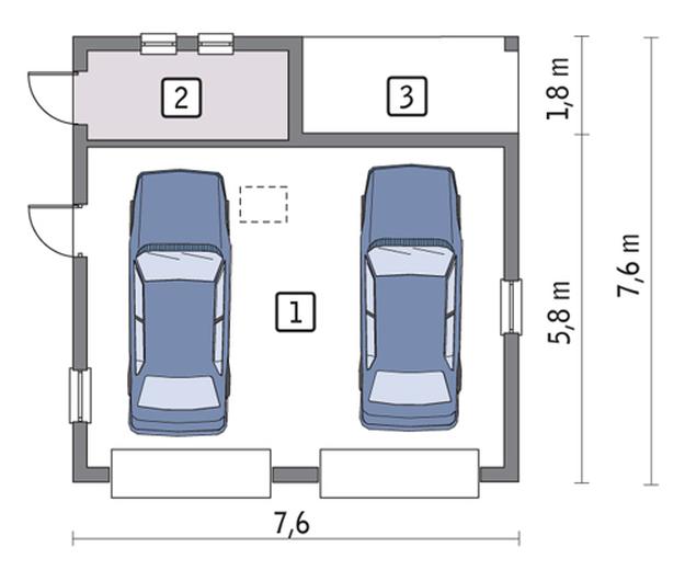 Garaż z pomieszczeniem gospodarczym i schowkiem GC02