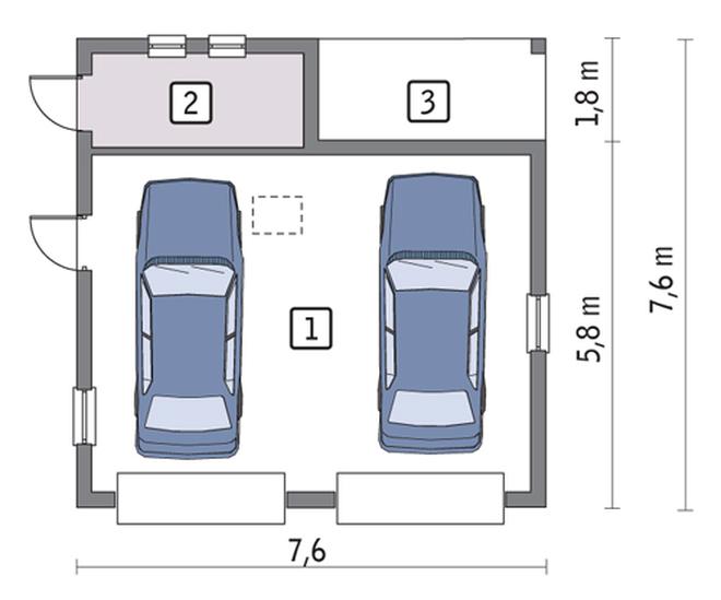 Garaż z pomieszczeniem gospodarczym i schowkiem GC02
