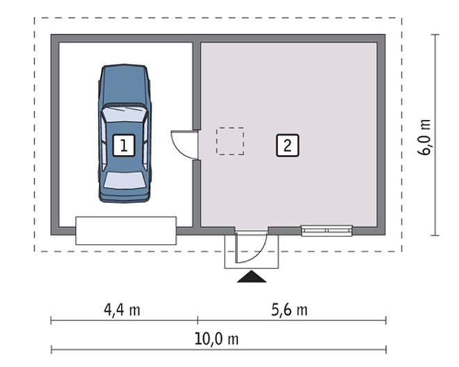 Garaż z pomieszczeniem gospodarczym i schowkiem GC09b