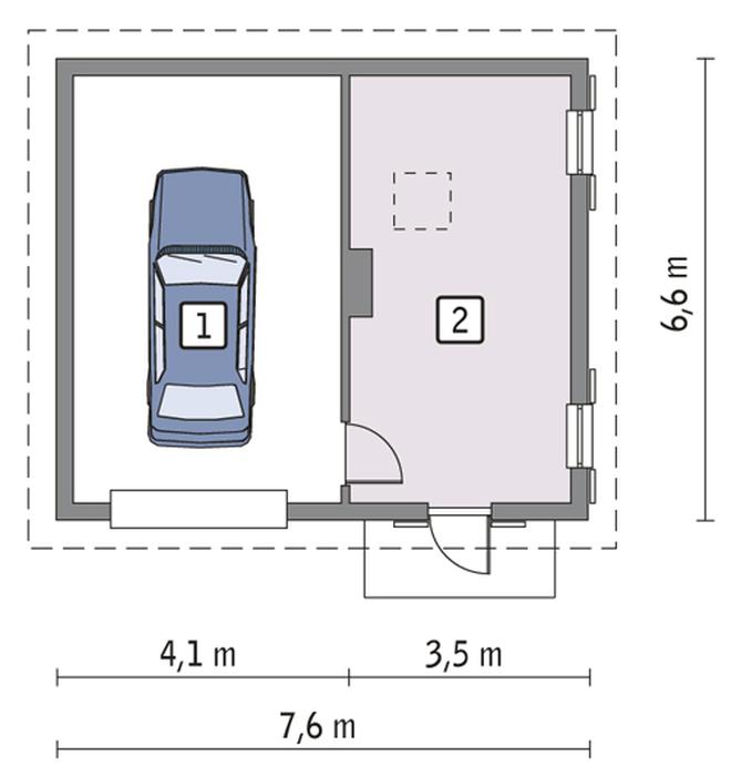 Garaż z pomieszczeniem gospodarczym i schowkiem GC23a