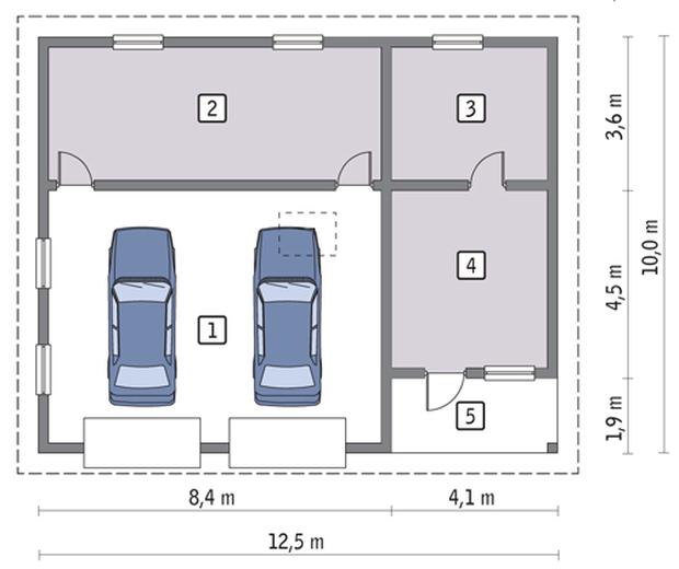 Garaż z pomieszczeniem gospodarczym i schowkiem GC40