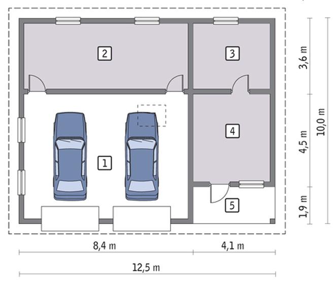 Garaż z pomieszczeniem gospodarczym i schowkiem GC40