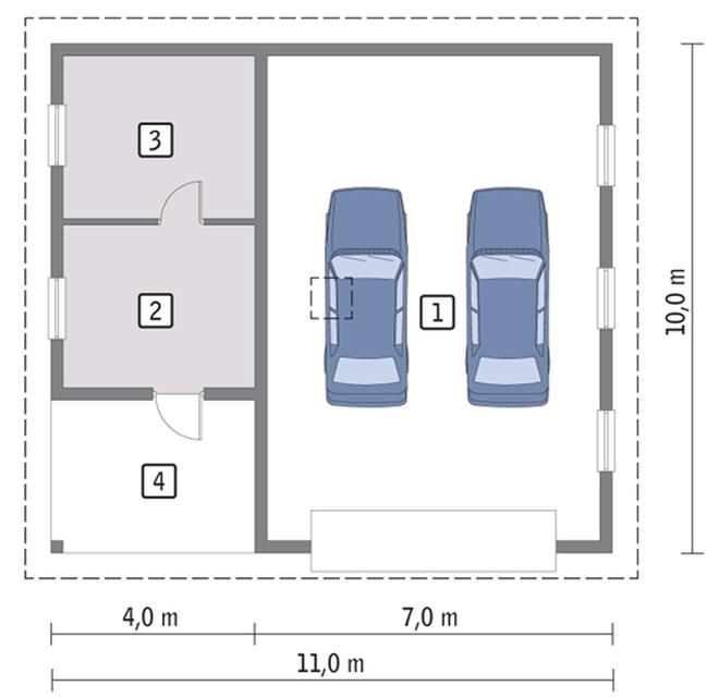 Garaż z pomieszczeniem gospodarczym i schowkiem GC41