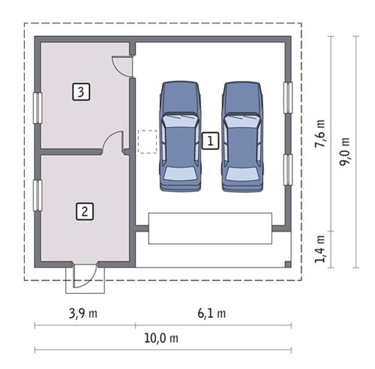 Garaż z pomieszczeniem gospodarczym i schowkiem GC43
