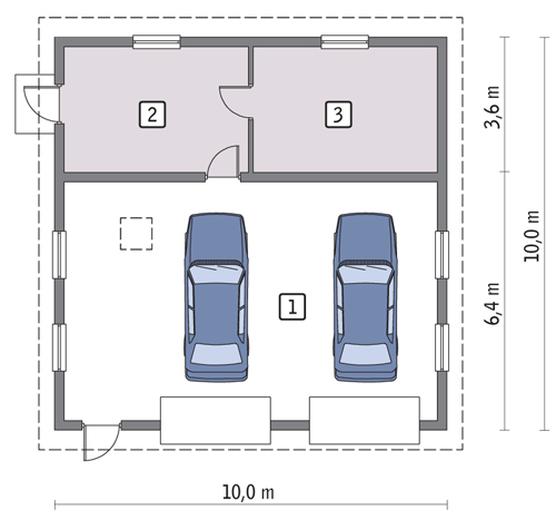 Garaż z pomieszczeniem gospodarczym i schowkiem GC44