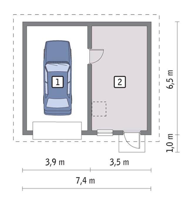 Garaż z pomieszczeniem gospodarczym i schowkiem GC46